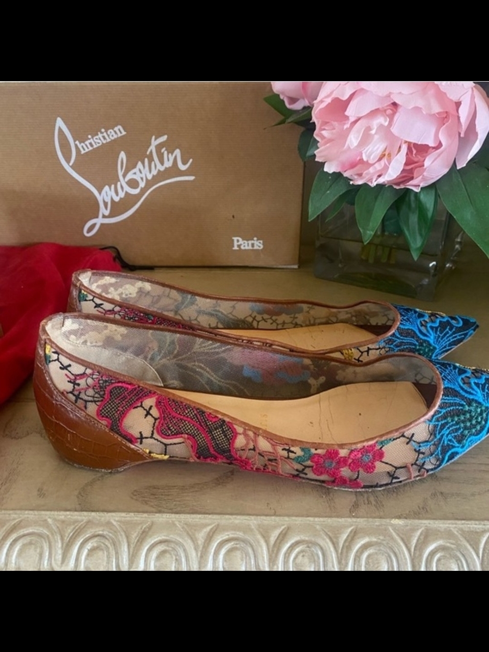 Christian Louboutin Multicolor Embroidered Floral Ballet Flats Size 40 - Picture 2 of 12